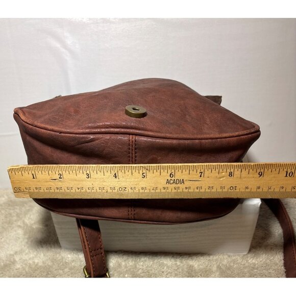 Mossimo Supply Co Brown Faux Leather Crossbody Bag Embroidered Design Zip Pocket - Picture 12 of 13